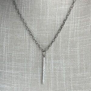 Grace & Heart Oxidized Sterling Silver Necklace with Bar Pendant
